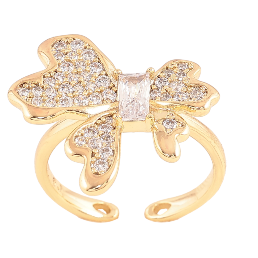 Каблучка Xuping колір Позолота 14K "Бант з інкрустацією кристалами" фото №1