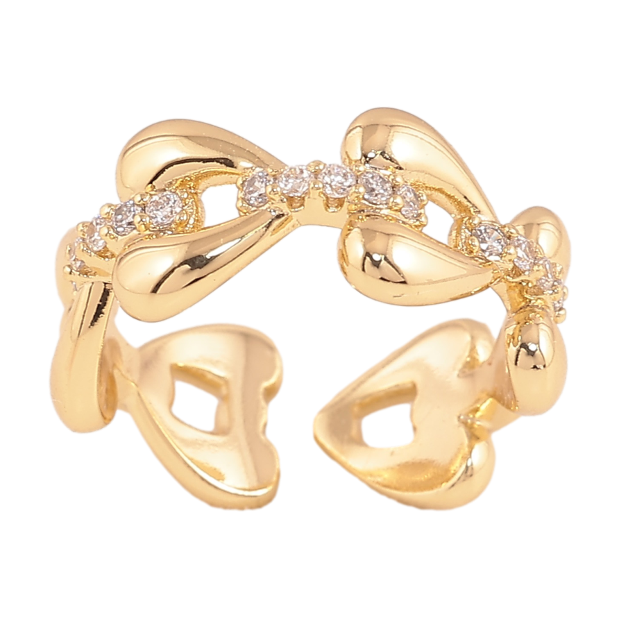 Кольцо Xuping цвет Позолота 14K "Сердечки с кристаллами" фото №1