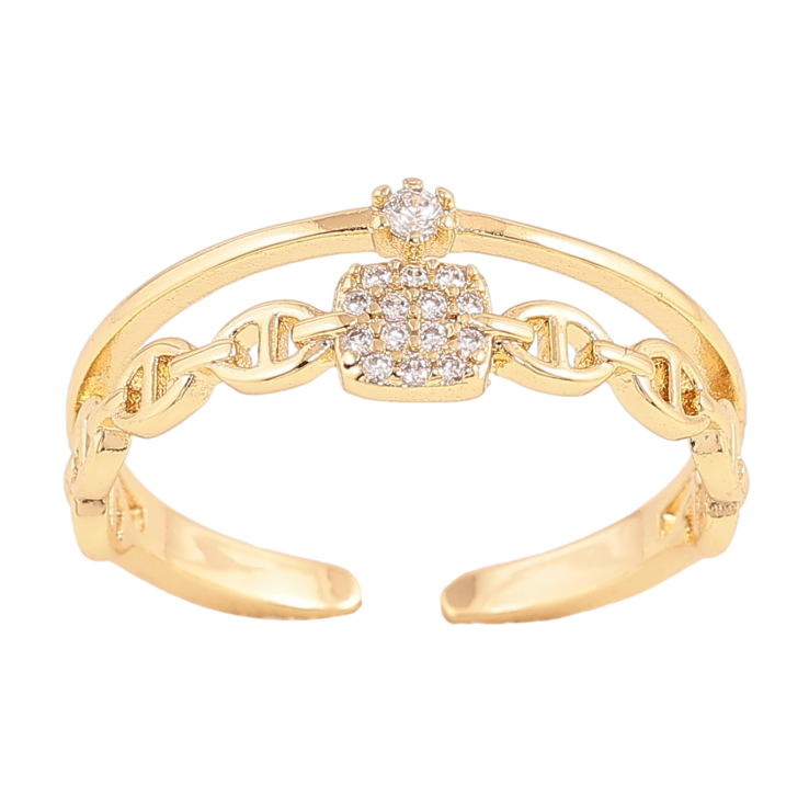 Кольцо Xuping цвет Позолота 14K "Узор с кристаллами" фото №4