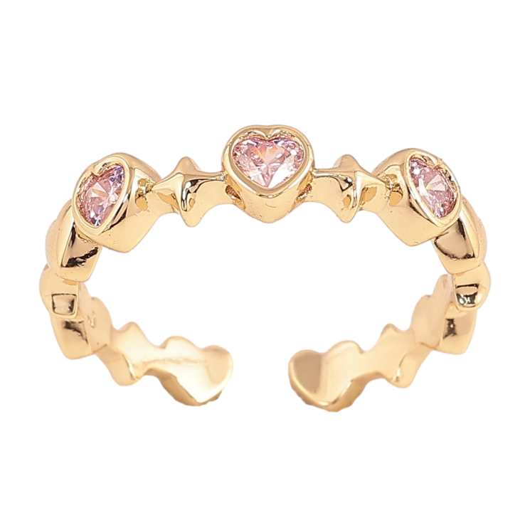 Кольцо Xuping цвет Позолота 14K "Розовые кристальные сердечки" фото №8