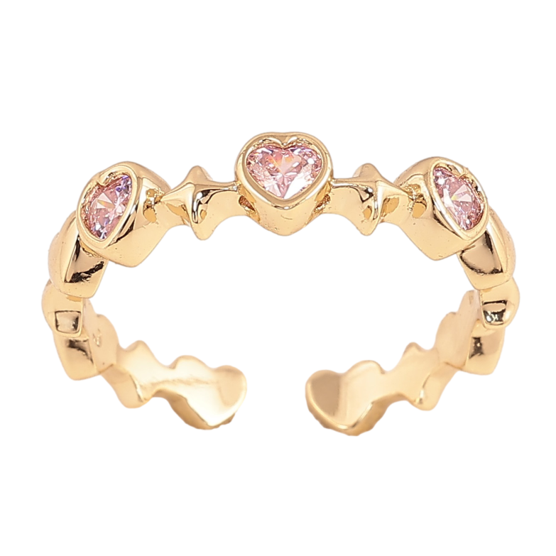 Кольцо Xuping цвет Позолота 14K "Розовые кристальные сердечки" фото №6