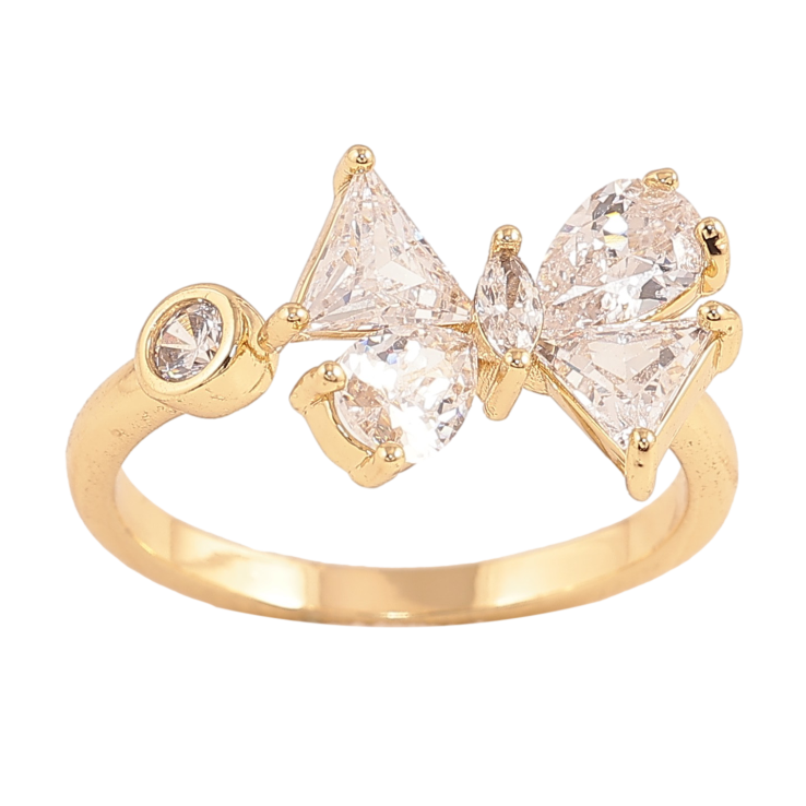 Кольцо Xuping цвет Позолота 14K "Кристальная бабочка" фото №6