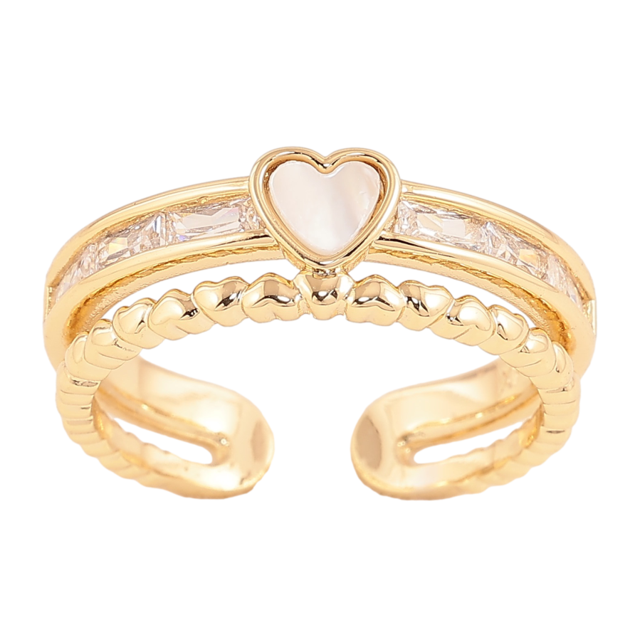 Каблучка Xuping колір Позолота 14K "Візерунок серце з перламутровою вставкою" фото №1
