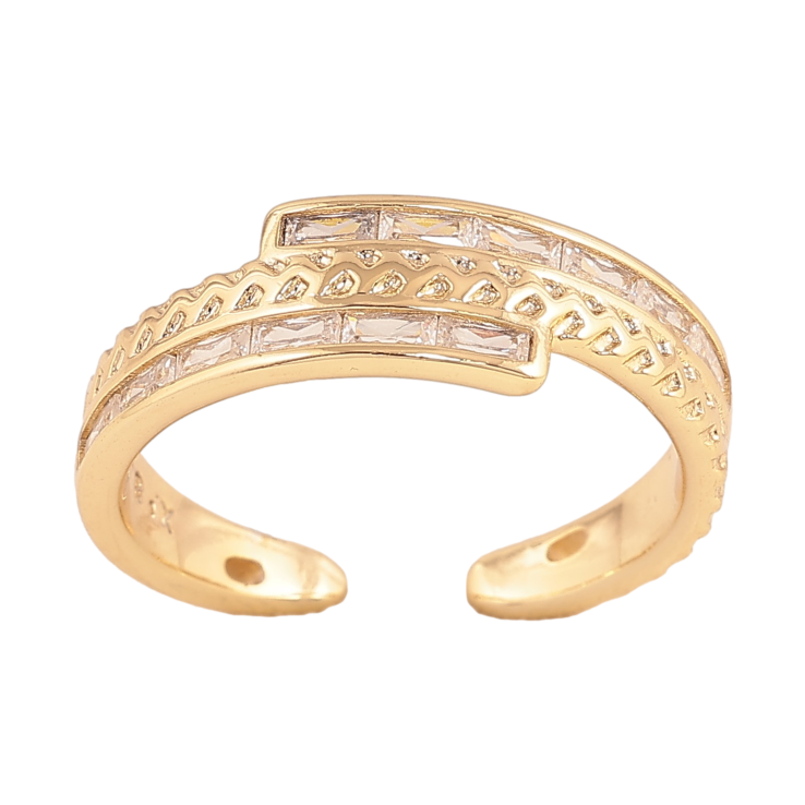 Кольцо Xuping цвет Позолота 14K "Узор с дорожками кристаллов" фото №2