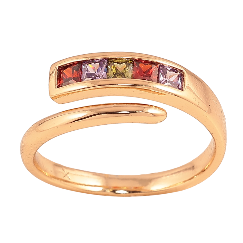 Кольцо Xuping цвет Позолота 18K "Дорожка цветных кристаллов" фото №1 Кольцо Xuping цвет Позолота 18K "Дорожка цветных кристаллов" фото №1