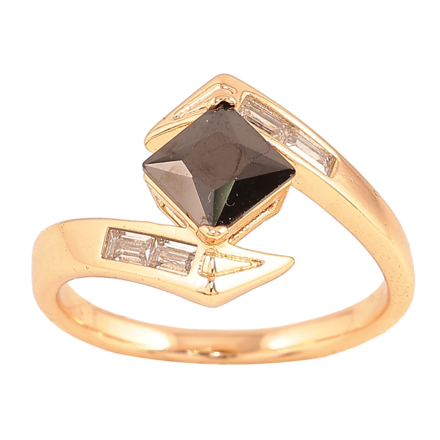 Кольцо Xuping цвет Позолота 18K "Узор с черным кристаллом" фото №1