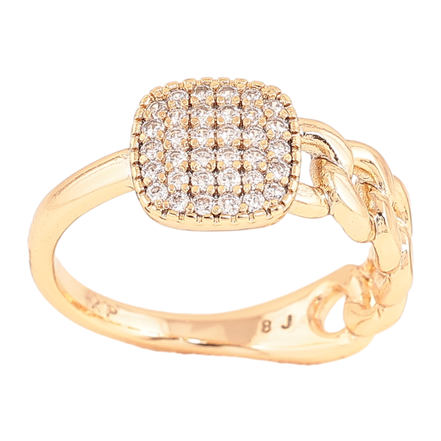 Каблучка Xuping колір Позолота 18K "Візерунок ланцюжок з інкрустацією кристалами" фото №1