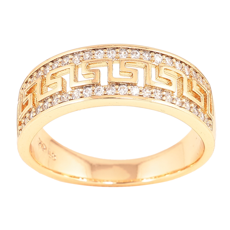 Каблучка Xuping колір Позолота 18K "Грецький візерунок з доріжками кристалів" фото №24