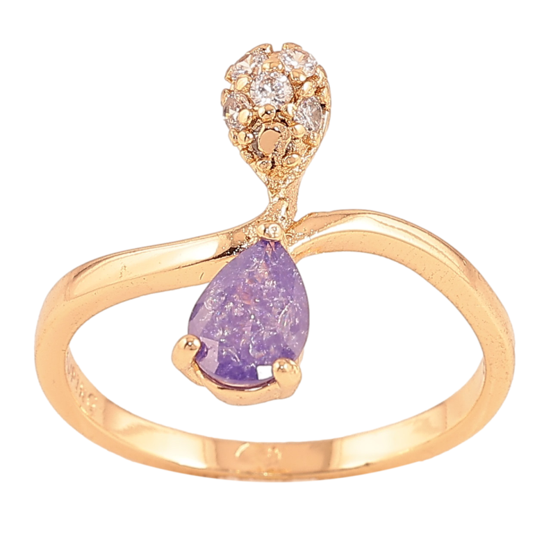 Кольцо Xuping цвет Позолота 18K "Узор с сиреневым кристаллом" фото №3