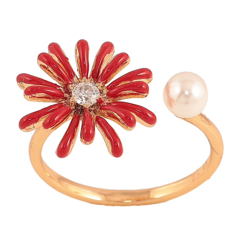 Каблучка Xuping колір Позолота 18K "Квітка з перлиною" фото №13