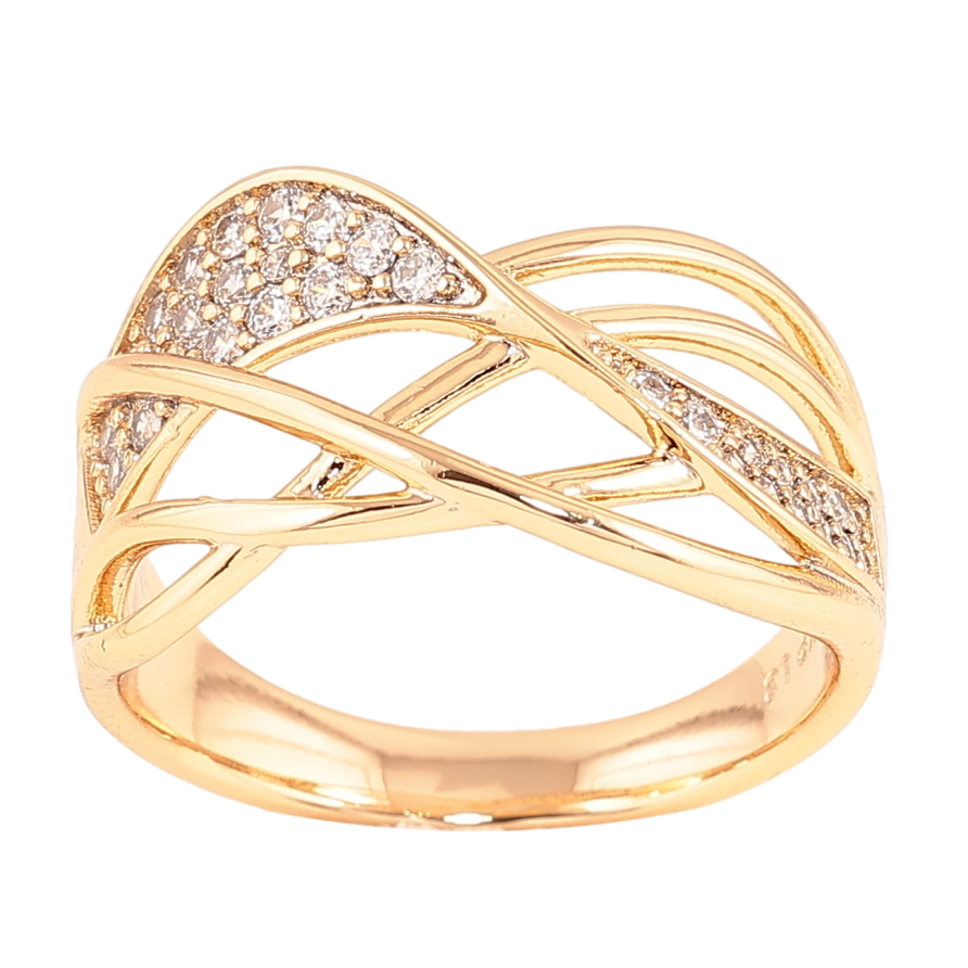 Кольцо Xuping цвет Позолота 18K "Узор с кристаллами" фото №1