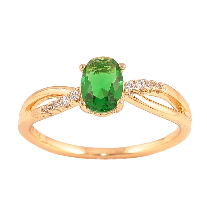 Кольцо Xuping цвет Позолота 18K "Узор с зеленым кристаллом" фото №8