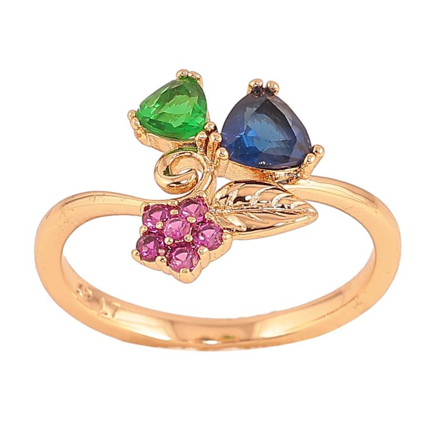 Каблучка Xuping колір Позолота 18K "Візерунок з різнокольоровими кристалами" фото №1