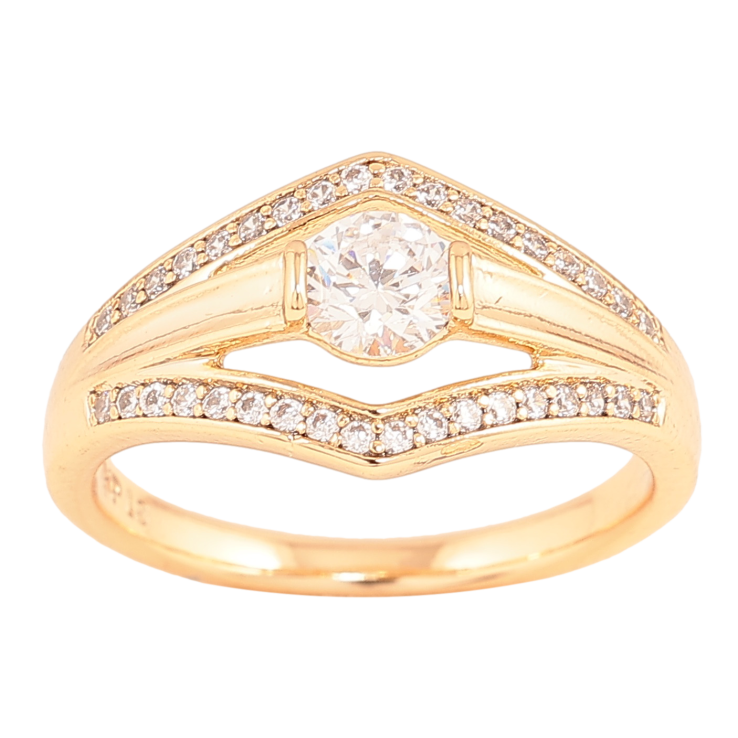 Кольцо Xuping цвет Позолота 18K "Узор с кристаллами" фото №5