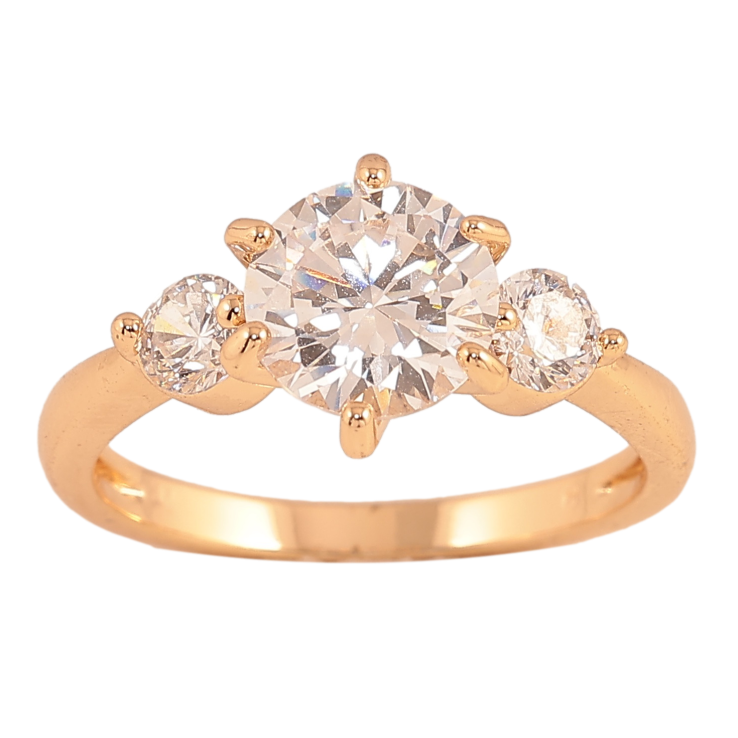 Кольцо Xuping цвет Позолота 18K "Три кристалла" фото №21