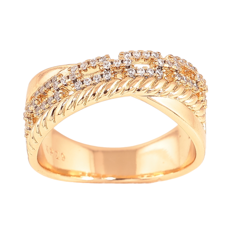 Каблучка Xuping колір Позолота 18K "Візерунок з кристалами" фото №1