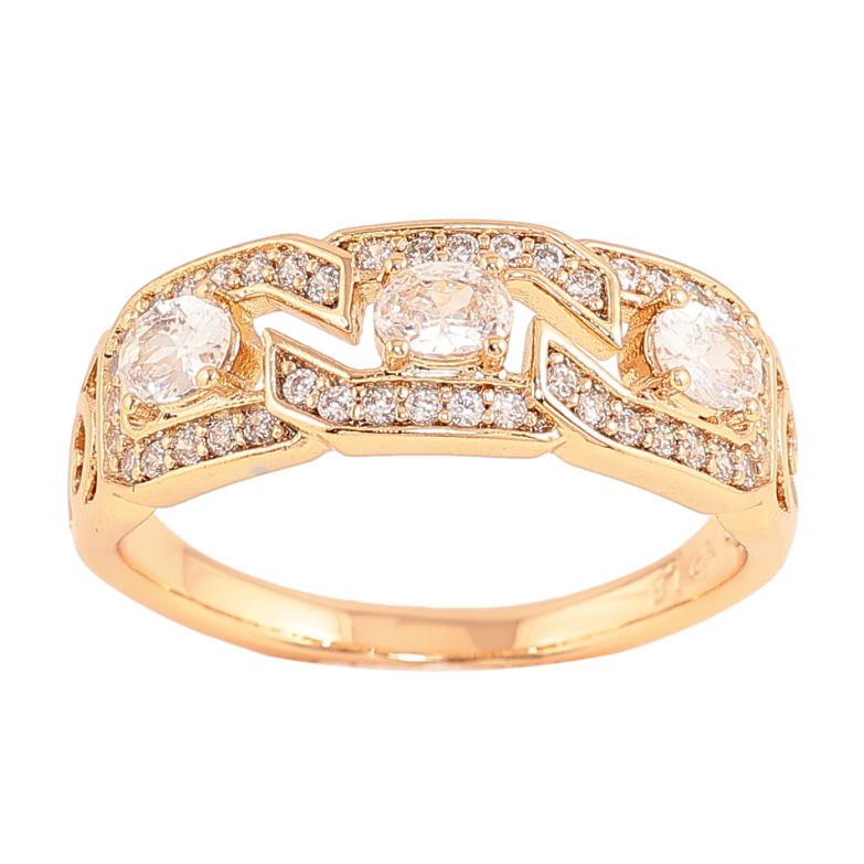 Каблучка Xuping колір Позолота 18K "Візерунок з інкрустацією кристалами" фото №3