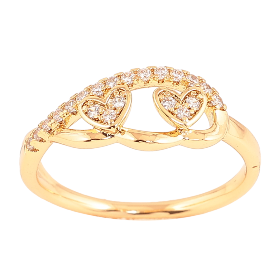 Каблучка Xuping колір Позолота 18K "Візерунок серця з кристалами" фото №1