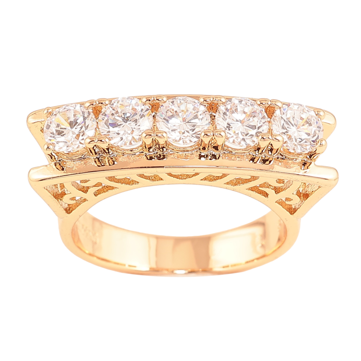 Каблучка Xuping колір Позолота 18K "Високий купол з доріжкою кристалів" фото №24