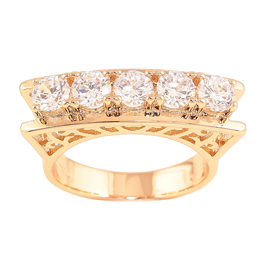 Кольцо Xuping цвет Позолота 18K "Высокий купол с дорожкой кристаллов" фото №1