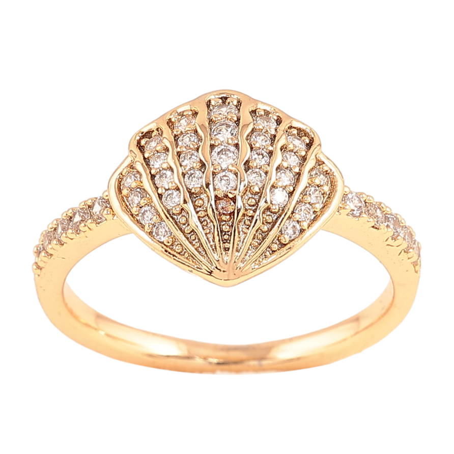 Каблучка Xuping колір Позолота 18K "Мушля з інкрустацією кристалами" фото №1