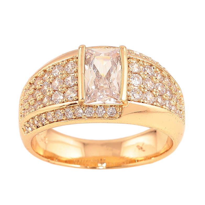 Перстень Xuping цвет Позолота 18K "Узор с инкрустацией кристаллами"  фото №1