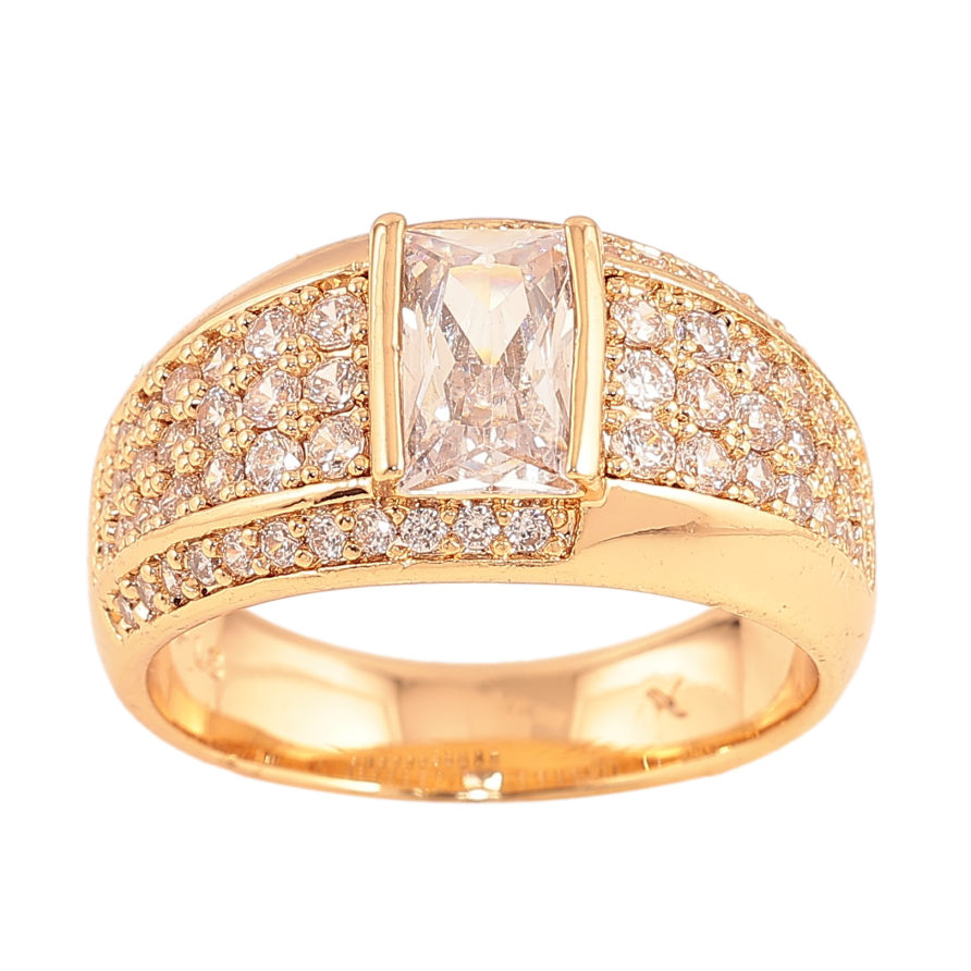 Перстень Xuping цвет Позолота 18K "Узор с инкрустацией кристаллами"  фото №1