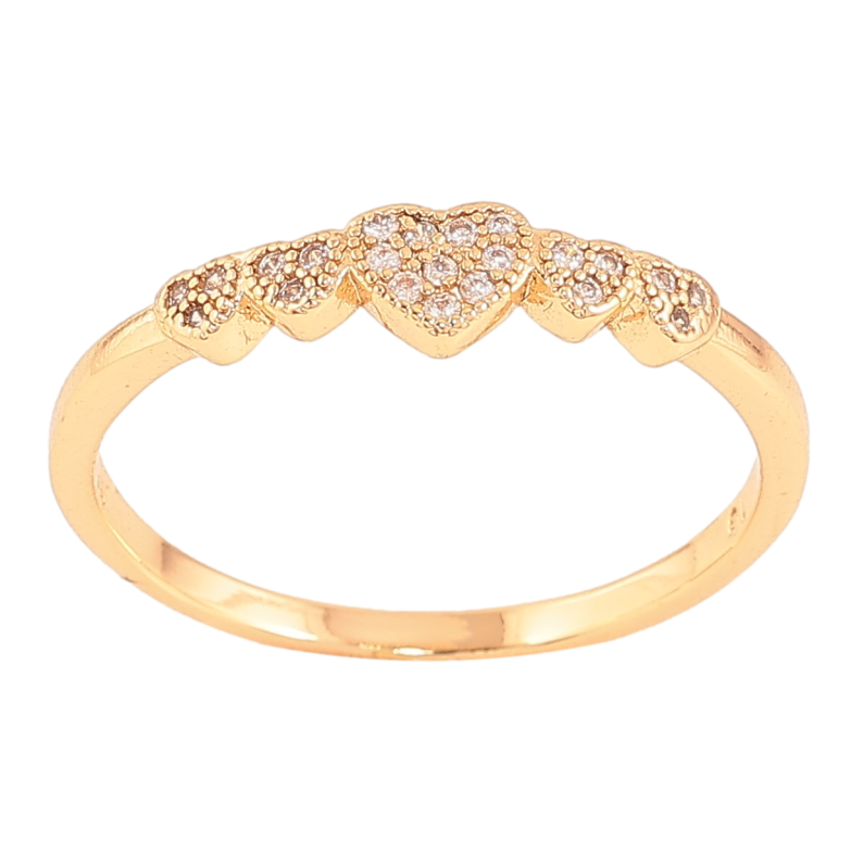 Кольцо Xuping цвет Позолота 18K "Сердечки с кристаллами"  фото №1