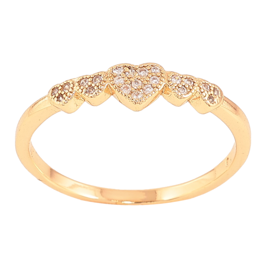 Кольцо Xuping цвет Позолота 18K "Сердечки с кристаллами"  фото №1