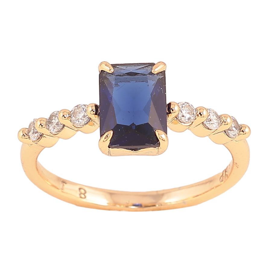 Кольцо Xuping цвет Позолота 18K "Узор с синими кристаллами " фото №1 Кольцо Xuping цвет Позолота 18K "Узор с синими кристаллами " фото №1