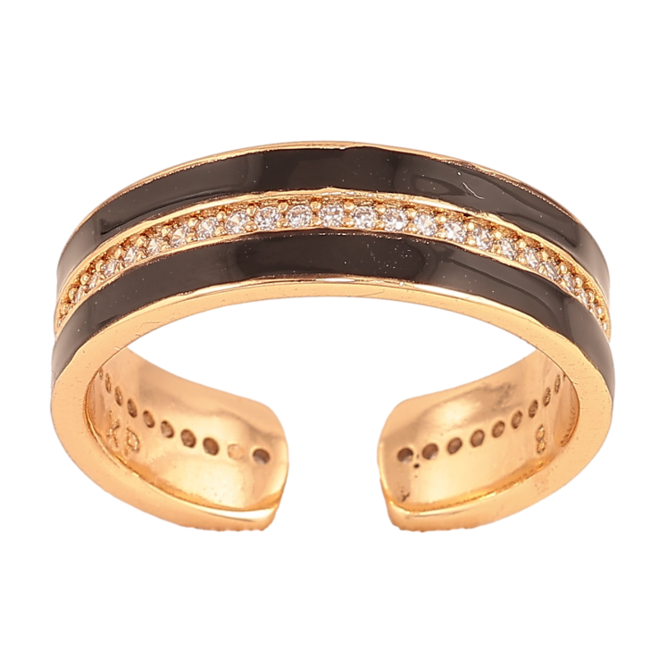 Каблучка Xuping колір Позолота 18K "Візерунок з кристалами та чорною эмаллю" шир. 6мм фото №21 Каблучка Xuping колір Позолота 18K "Візерунок з кристалами та чорною эмаллю" шир. 6мм фото №21