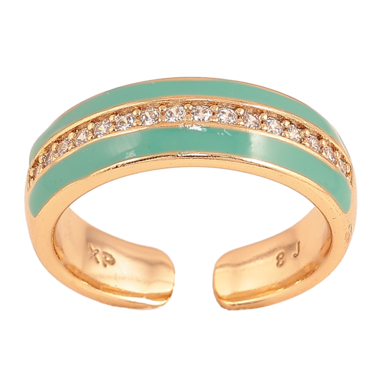 Каблучка Xuping колір Позолота 18K "Візерунок з кристалами та бірюзовою эмаллю" фото №1 Каблучка Xuping колір Позолота 18K "Візерунок з кристалами та бірюзовою эмаллю" фото №1