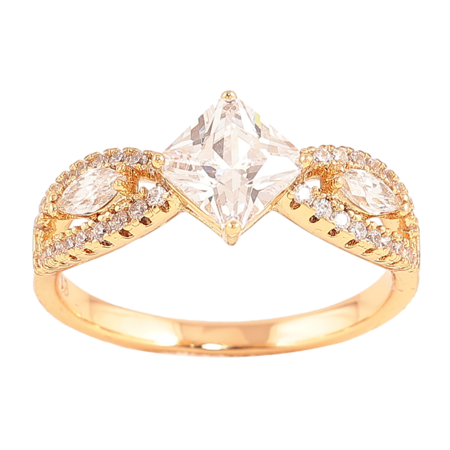 Каблучка Xuping колір Позолота 18K "Візерунок з кристалами" фото №1