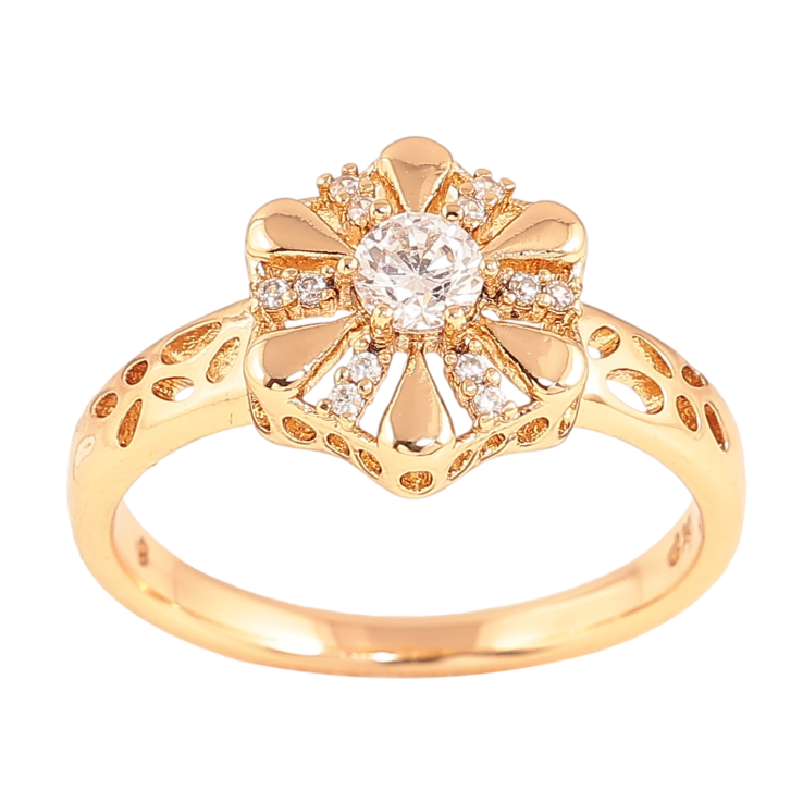 Каблучка Xuping колір Позолота 18K "Візерунок з кристалами" фото №5