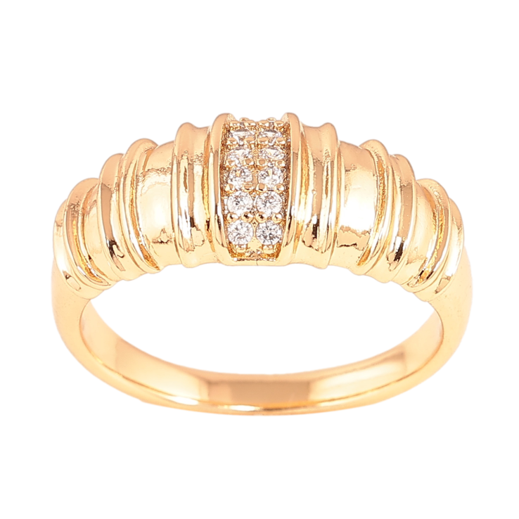 Каблучка Xuping колір Позолота 18K "Візерунок з кристалами" фото №2