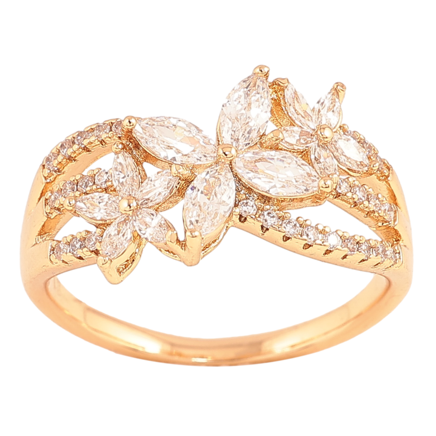 Каблучка Xuping колір Позолота 18K "Квітковий візерунок з кристалами" фото №1