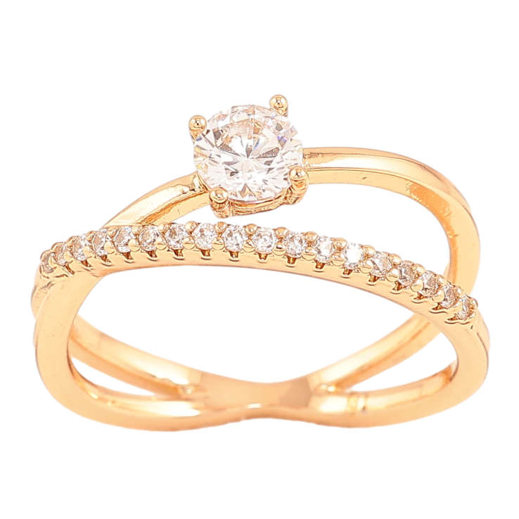 Каблучка Xuping колір Позолота 18K "Візерунок з кристалами" фото №10