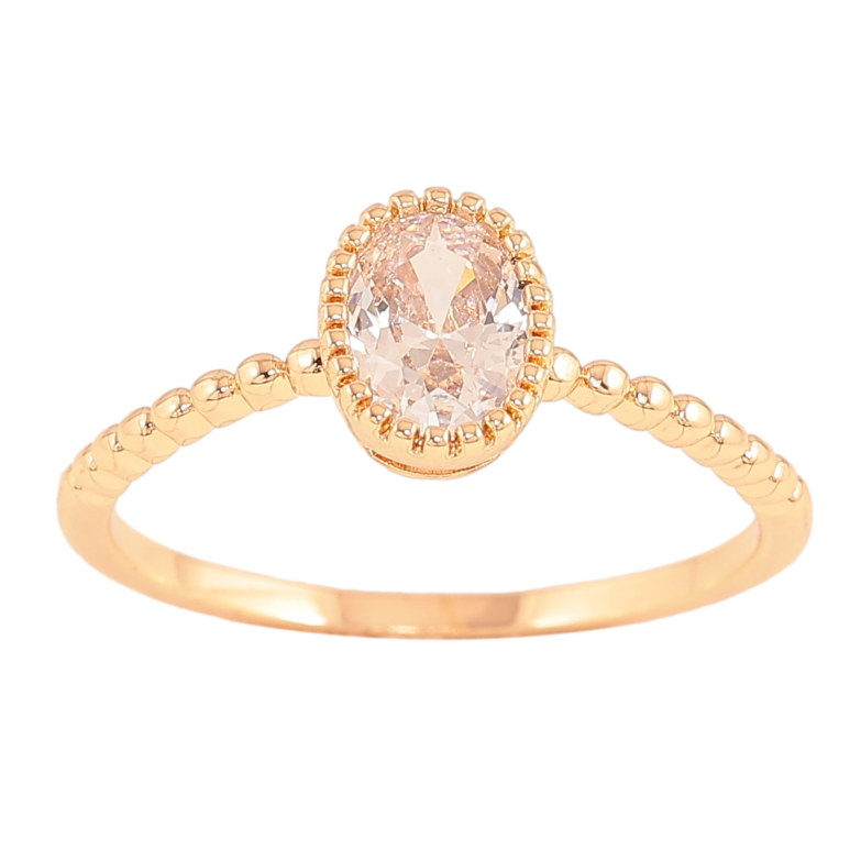 Каблучка Xuping колір Позолота 18K "Кристал на тонкій шинці" фото №1