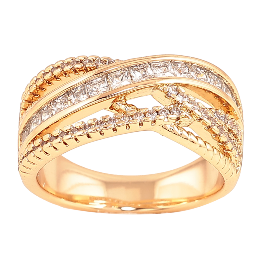 Кольцо Xuping цвет Позолота 18K "Узор с кристаллами" фото №1