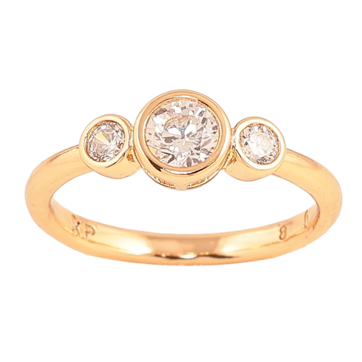 Кольцо Xuping цвет Позолота 18K "Три кристалла" фото №12
