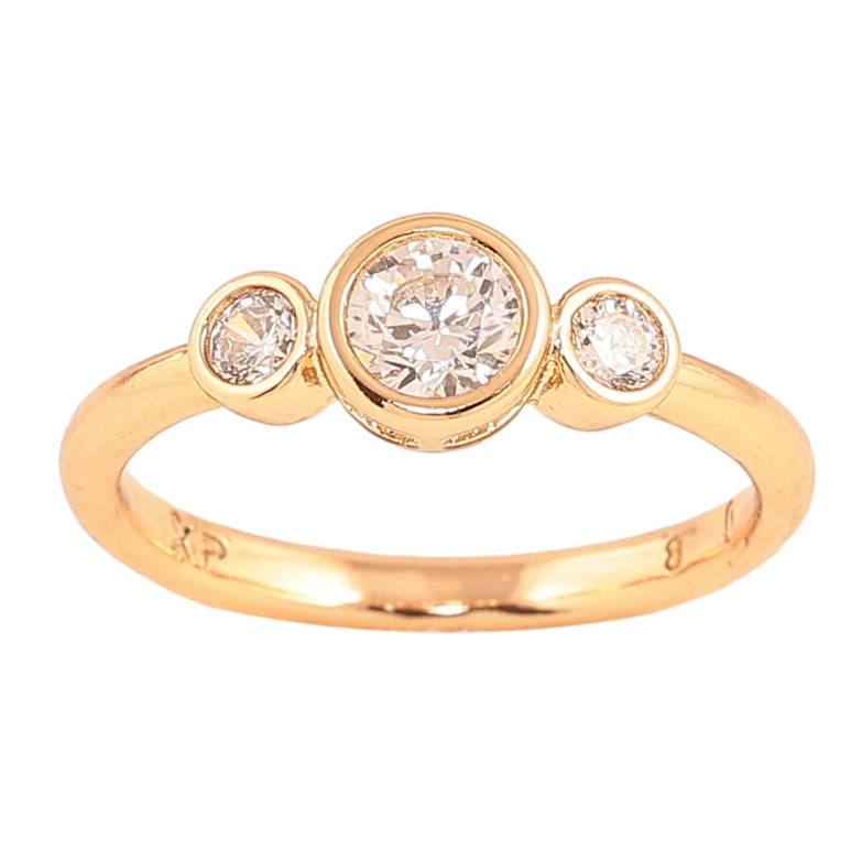 Кольцо Xuping цвет Позолота 18K "Три кристалла" фото №1
