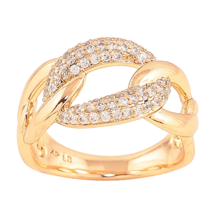 Кольцо Xuping цвет Позолота 18K "Узор цепочка с кристаллами" фото №9