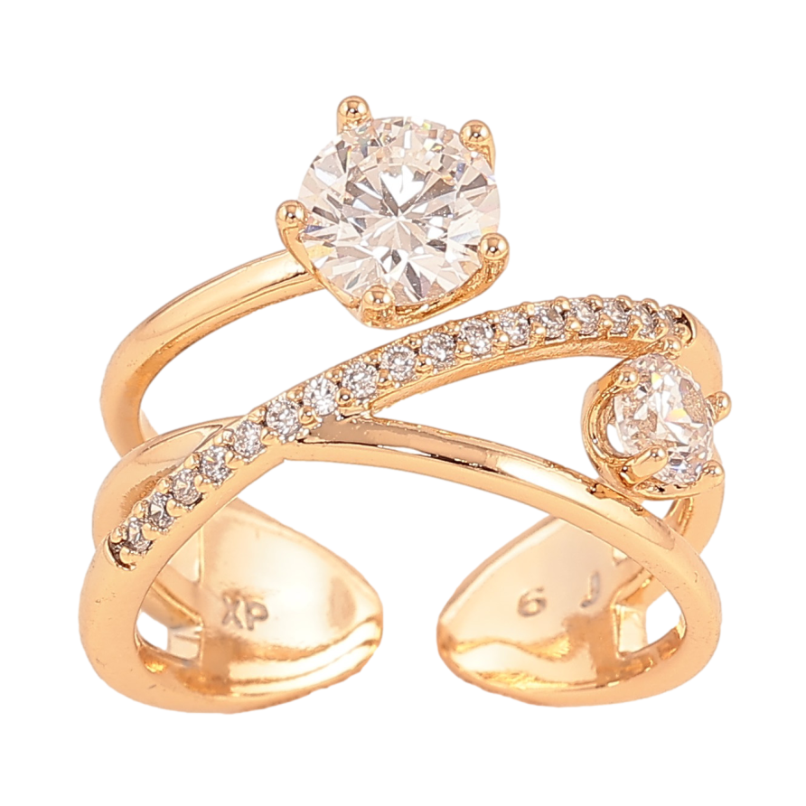 Кольцо Xuping цвет Позолота 18K "Узор с кристаллами" фото №1