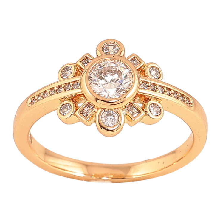 Каблучка Xuping колір Позолота 18K "Візерунок з кристалами" фото №6