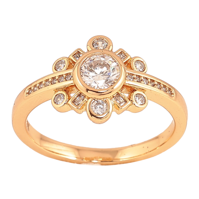 Кольцо Xuping цвет Позолота 18K "Узор с кристаллами" фото №2 Кольцо Xuping цвет Позолота 18K "Узор с кристаллами" фото №2