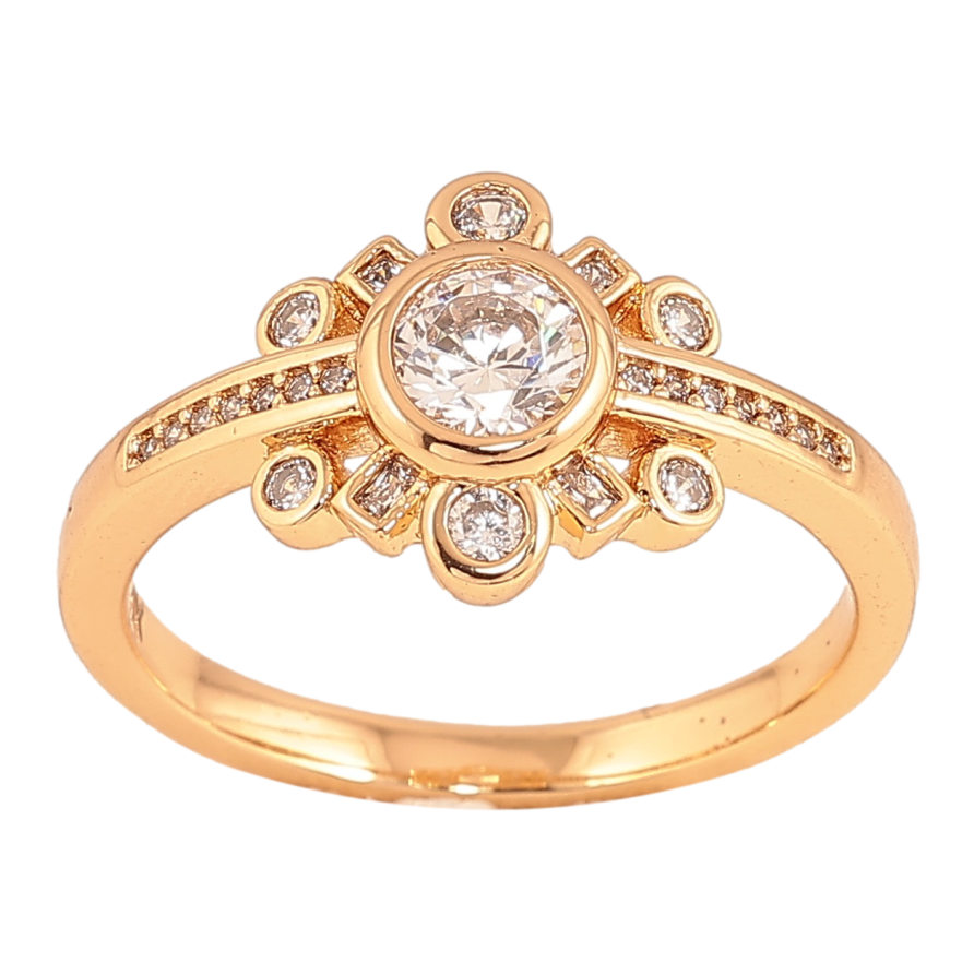 Каблучка Xuping колір Позолота 18K "Візерунок з кристалами" фото №1 Каблучка Xuping колір Позолота 18K "Візерунок з кристалами" фото №1