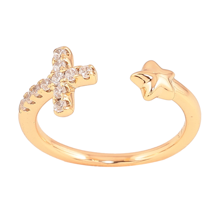 Каблучка Xuping колір Позолота 18K "Візерунок з кристалами" фото №4