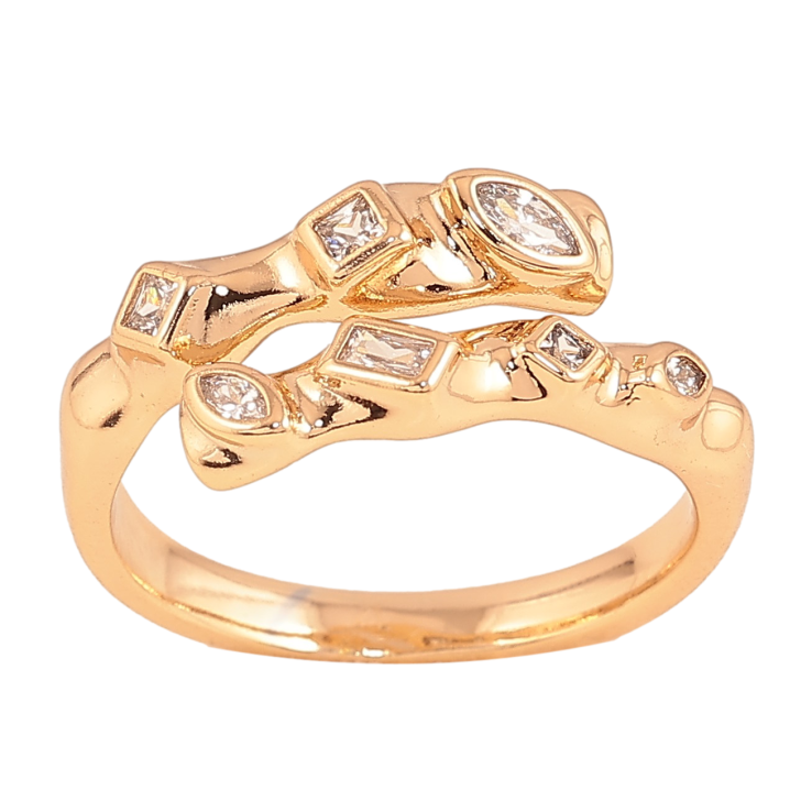 Каблучка Xuping колір Позолота 18K "Візерунок з кристалами" фото №3