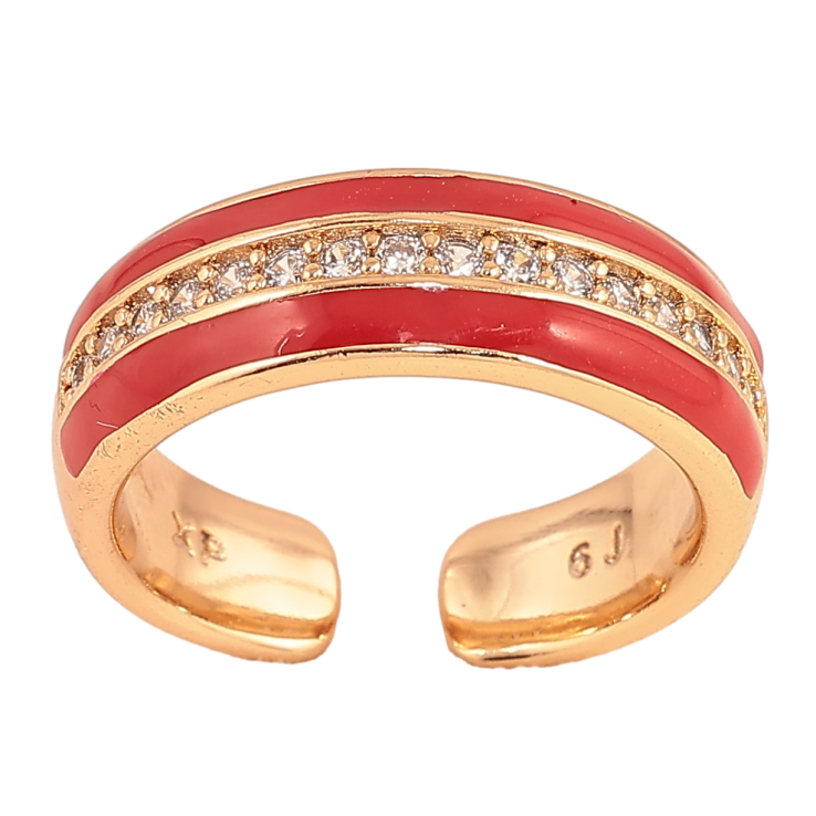 Каблучка Xuping колір Позолота 18K "Візерунок з кристалами та червоною эмаллю" фото №25 Каблучка Xuping колір Позолота 18K "Візерунок з кристалами та червоною эмаллю" фото №25