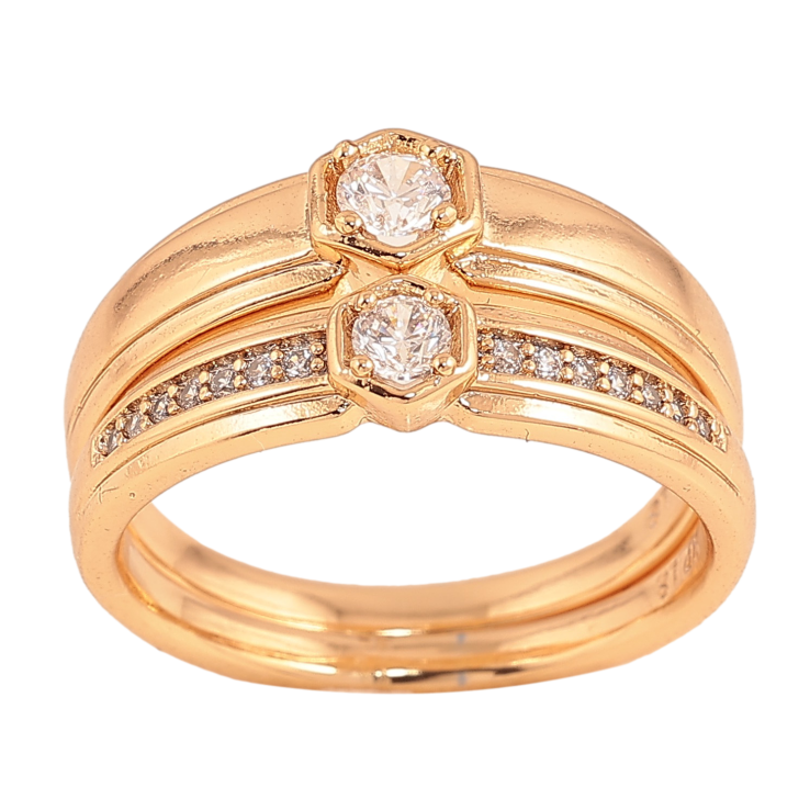 Каблучка Xuping колір Позолота 18K "Подвійне з кристалами" фото №25 Каблучка Xuping колір Позолота 18K "Подвійне з кристалами" фото №25